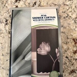 Maytex Black Shower Curtain with Metal Grommets